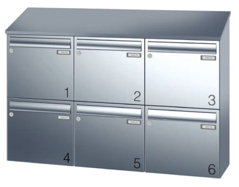 Leabox Edelstahl Aufputz Briefkastenanlage - Beispielbild - Frontansicht